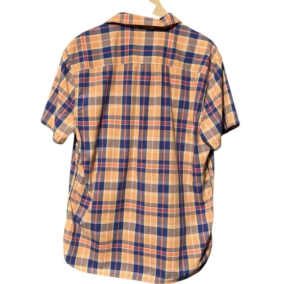 Lucky Brand Blue and Orange Plaid Casual Button Down Shirt Men’s Size L - Picture 2 of 6